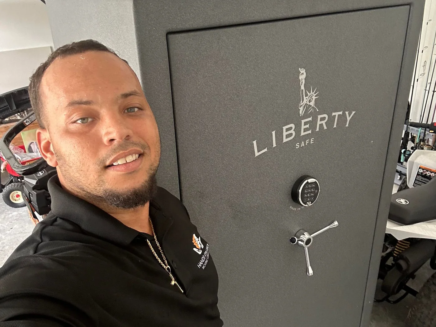 Hands On Deck mover with a large safe prepared for moving